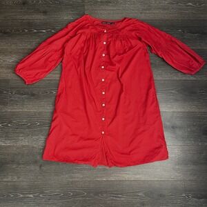 Gudrun Sjoden Dress Womens XS Organic Cotton Boho Eyelet 3/4 Sleeve Pockets